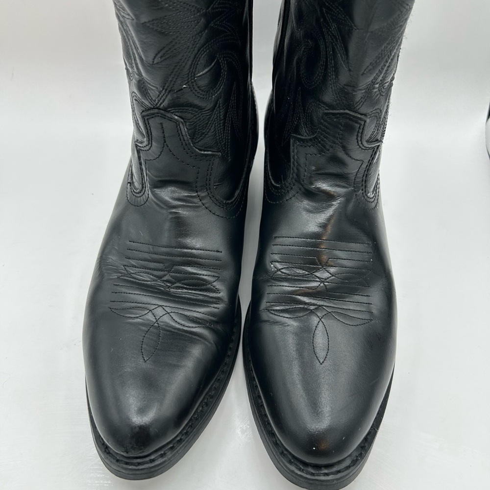 Laredo Boots 4240 Paris Lea Vamp Fox & Front Shaft Cowboy Black Leather Sz 9 - Picture 5 of 13